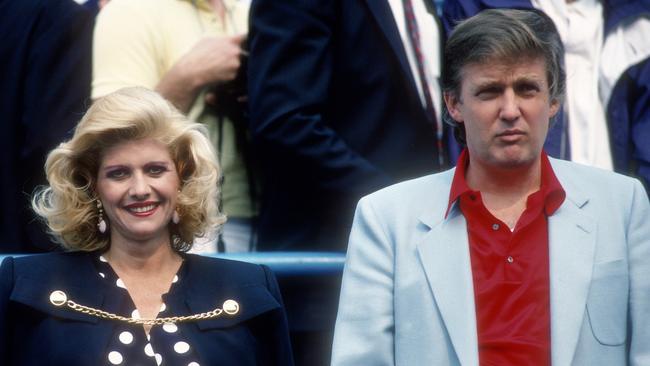 Ivana Trump and Donald Trump attend the US Open tennis in Flushing, Queens in 1988. Picture: Getty Images