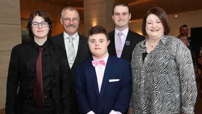 Caitlin, Patrick, Simon, Nathaniel and Geraldine Laffy. Nelson Park School year 12 graduation. Picture: Alan Barber