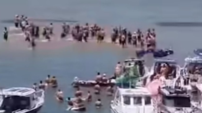 An Australia Day raft-up on the Swan River in WA turned violent. Picture: 9 News