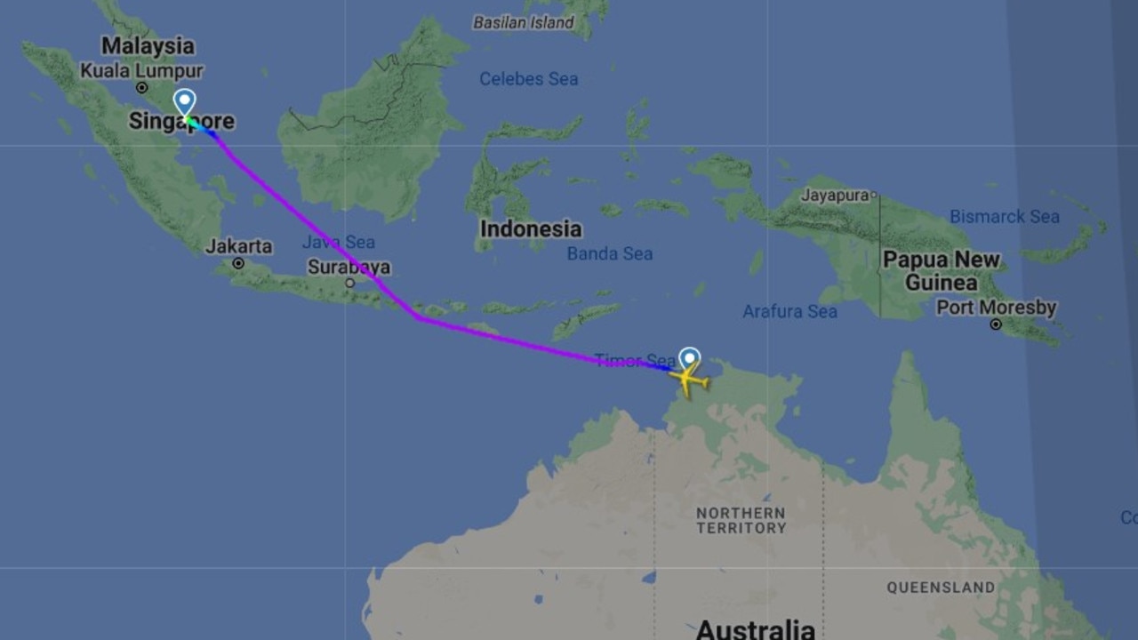 The flight continued its journey and arrived in Singapore that night. Picture: flightradar24.com