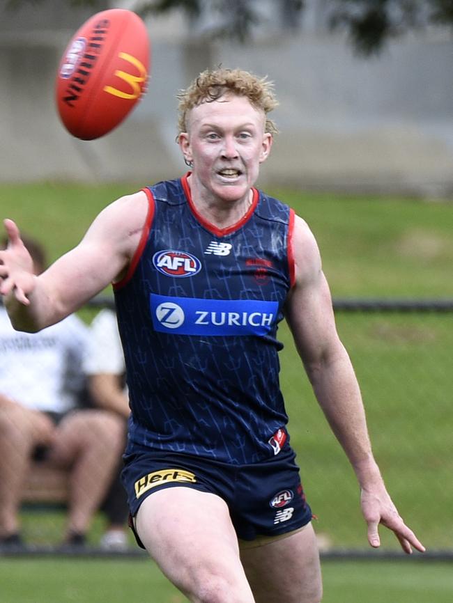 Clayton Oliver returned to pre-season training on Wednesday. Picture: Andrew Henshaw