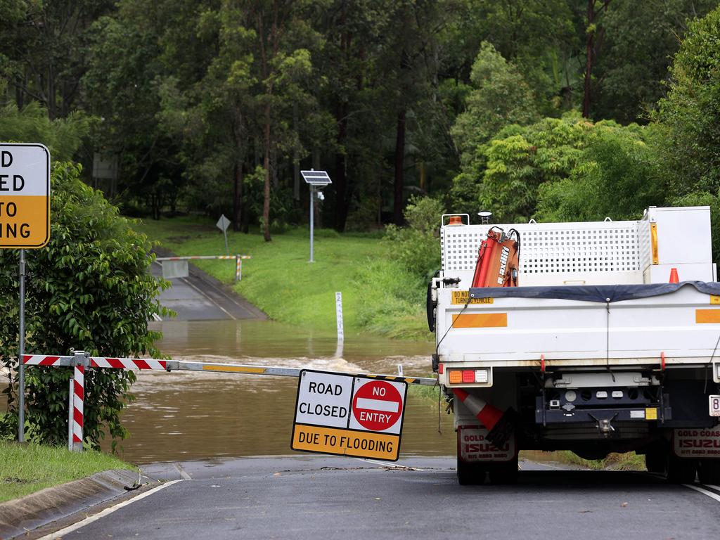 Road closures at Hardys Drive, Mudgeerba, after flooding. Picture: Adam Head