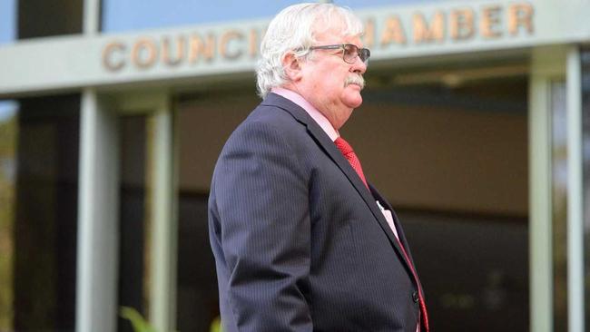 Cr Keith Rhoades ready to enter the chambers for this evening's council meeting. Picture: Trevor Veale