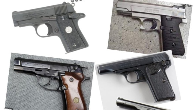 Task Force Southern is searching for a firearm similar to these, believed to be used in the alleged murder of Robert Atkins. Picture: SA Police