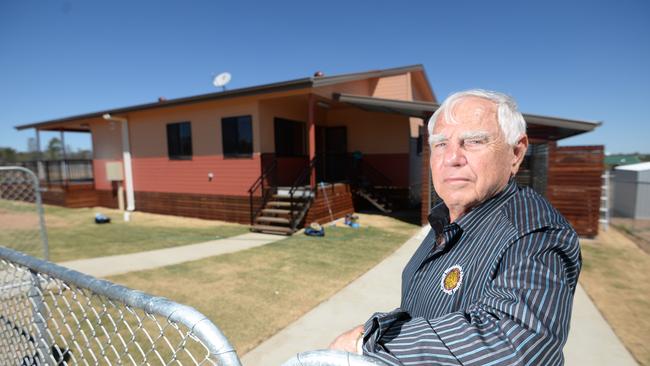 Woorabinda Aboriginal Shire Council CEO Derm Stower with one of the community's new houses constructed by council staff. Photo: Chris Ison / The Morning Bulletin