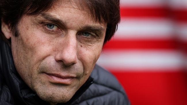 Tottenham Hotspur's Italian head coach Antonio Conte reacts during the English Premier League football match between Southampton and Tottenham Hotspur at St Mary's Stadium in Southampton, southern England on March 18, 2023. (Photo by Adrian DENNIS / AFP) / RESTRICTED TO EDITORIAL USE. No use with unauthorized audio, video, data, fixture lists, club/league logos or 'live' services. Online in-match use limited to 120 images. An additional 40 images may be used in extra time. No video emulation. Social media in-match use limited to 120 images. An additional 40 images may be used in extra time. No use in betting publications, games or single club/league/player publications. /