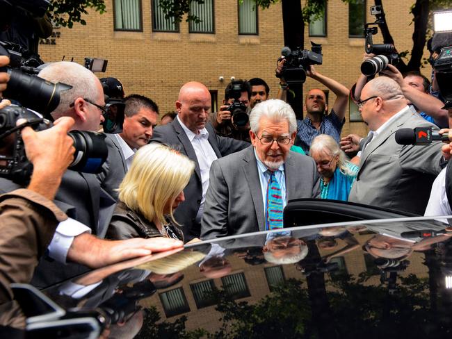 Harris leaves Southwark Crown Court after being found guilty of 12 sex charges involving four women. Picture: Dominic Lipinski/Getty Images