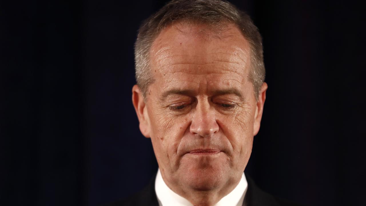 Leader of the Opposition and Leader of the Labor Party Bill Shorten, concedes defeat. Picture: Ryan Pierse