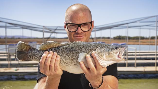 Celebrity English chef Heston Blumenthal at the Aquna fish farm.