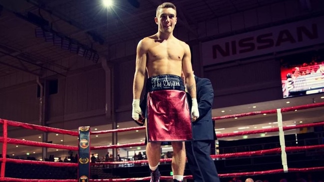 Sam “The Surgeon” Cameron-Hands was all smiles at his professional boxing debut. Picture: The Boxing Shop