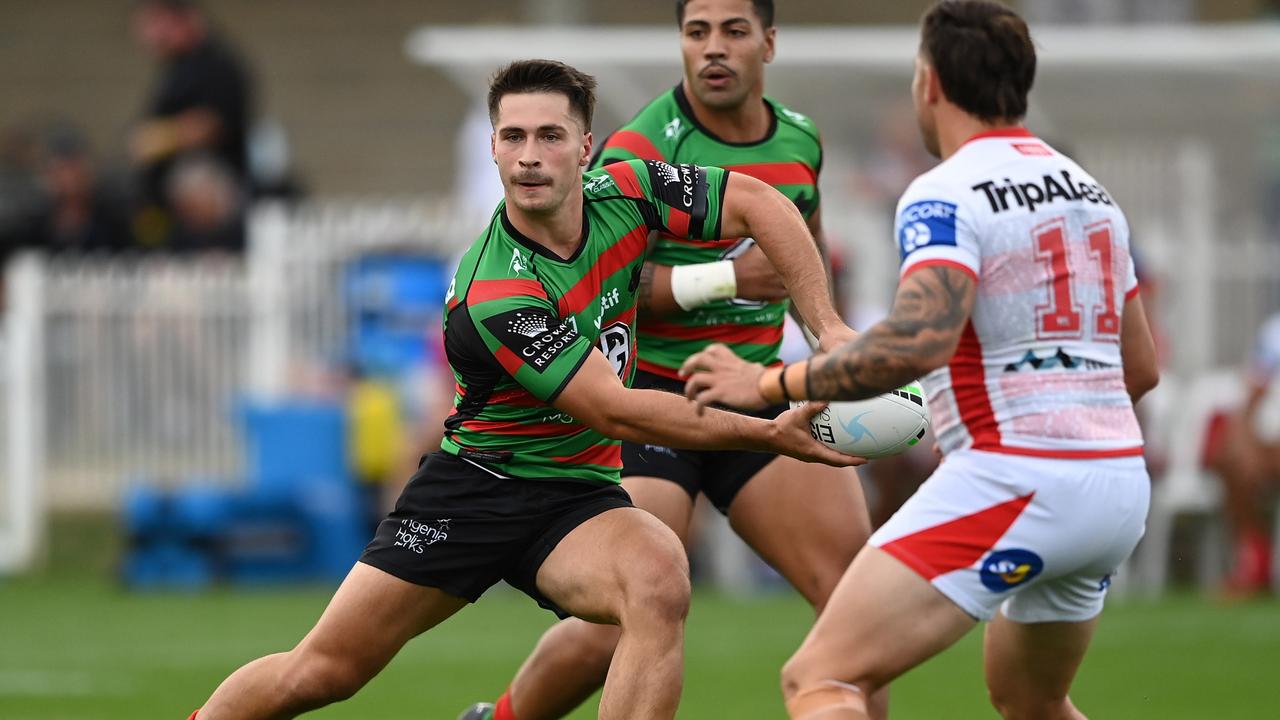 Lachlan Ilias was solid in the halfback role for the Rabbitohs. Picture: NRL Imagery