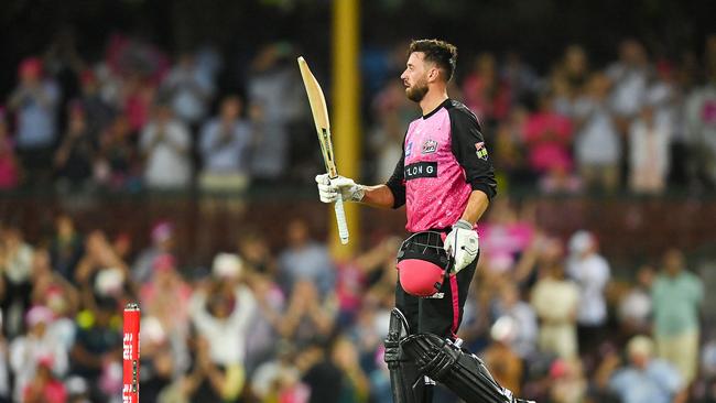 Vince of the Sixers celebrates after scoring a century on Boxing Day. (Photo by Izhar Khan/Getty Images)