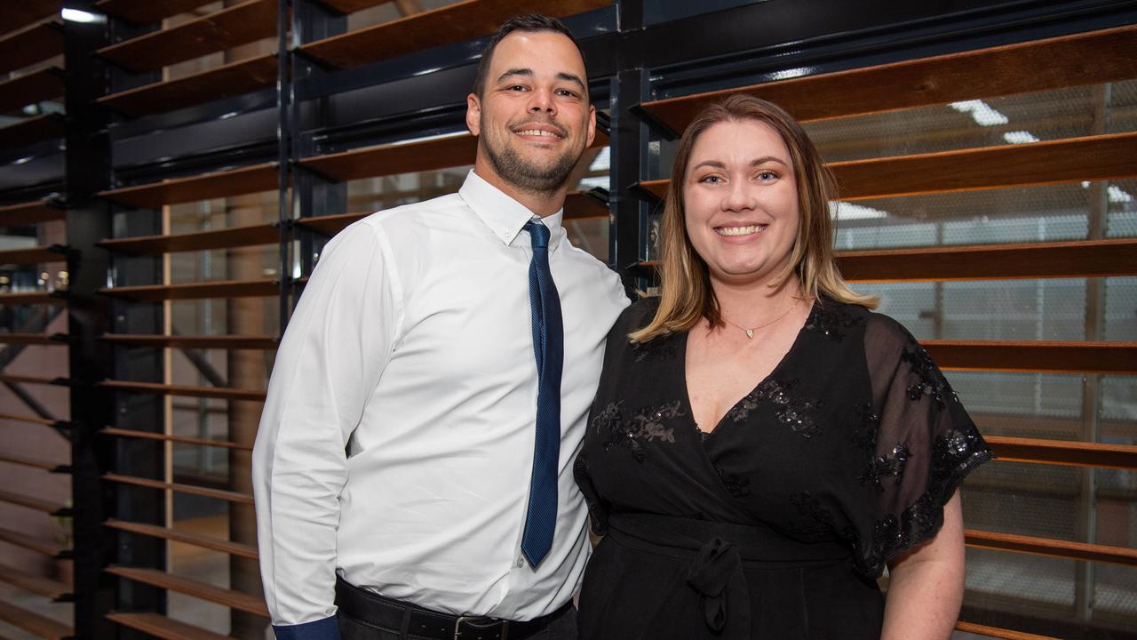 Josh Strzeleck and Sarah Strzelecki at the 2023 NRL NT Frank Johnson / Gaynor Maggs medal night. Picture: Pema Tamang Pakhrin