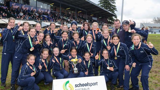 Victoria’s winning girls team. Picture: Brenton Edwards