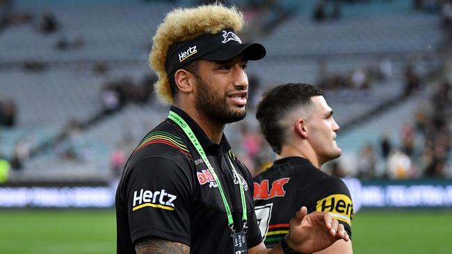 Viliame Kikau had to watch on from the sideline after being suspended from Panthers’ preliminary final. Picture: NRL Photos.