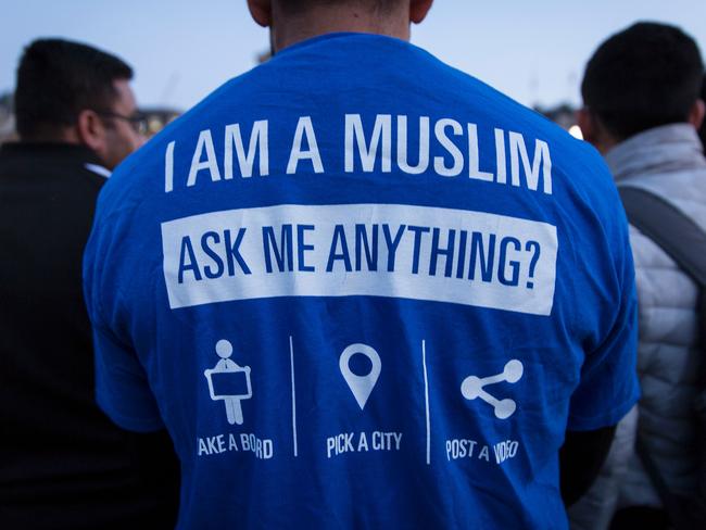 A Muslim man attends a vigil in Trafalgar Square after the London attack. Picture: AFP