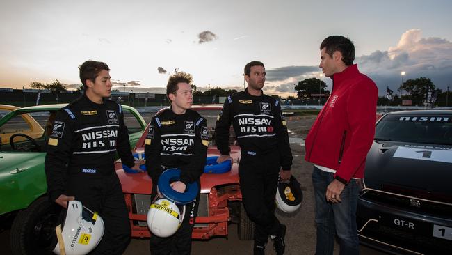 Rivera, Smith and Muggleton talking to Rick Kelly after the Micra challenge.