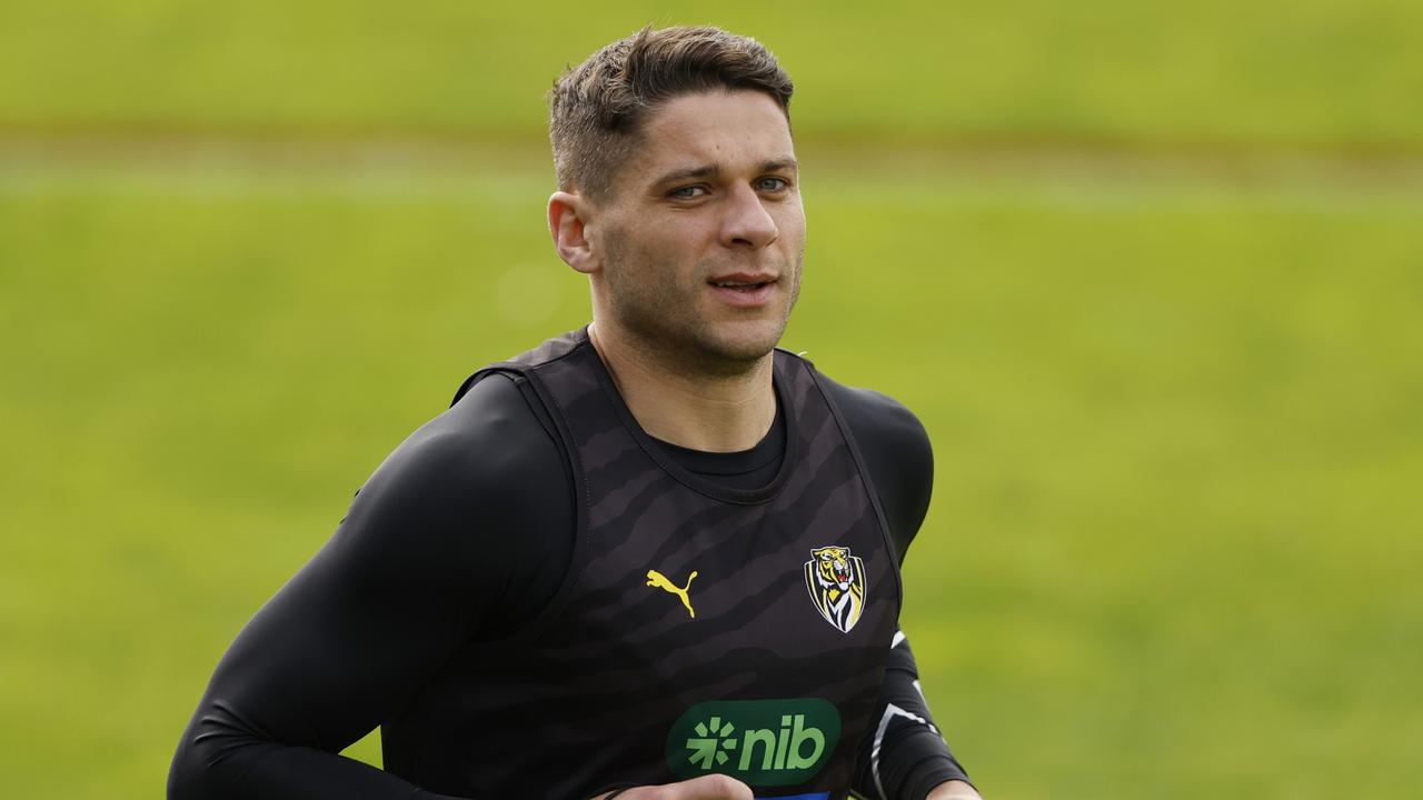 Champion Richmond midfielder Dion Prestia could return from a hamstring injury next week after he trained fully at Punt Road on Friday. Picture: Darrian Traynor / Getty Images