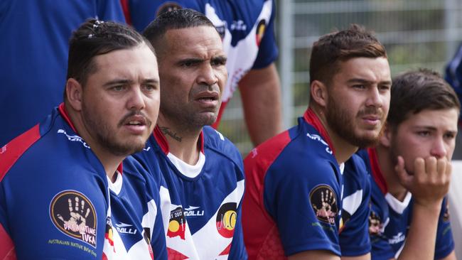 Anthony Mundine watches on from the bench. Picture: Jenny Evans