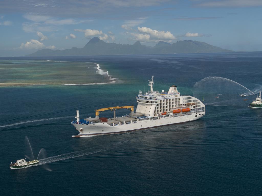The ship arrives in Tahiti. Picture: Supplied