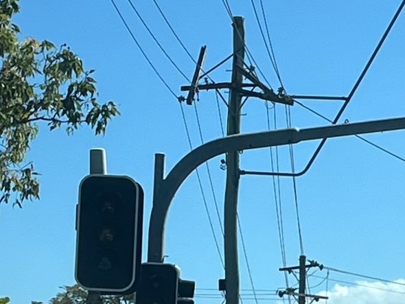 A cross arm on a power pole was damaged after a car crashed into a powerpole on Feez St in Norman Garden.