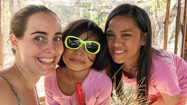 LITTLE HELPERS: Alexandra Heron with Rodelyn and Nathalie at Bohol, Phillipines.