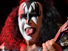 NEW YORK, NEW YORK - JUNE 11: Gene Simmons of KISS performs onstage during the Tribeca Festival screening of "Biography: KISStory" at Battery Park on June 11, 2021 in New York City. (Photo by Kevin Mazur/Getty Images for A&E)