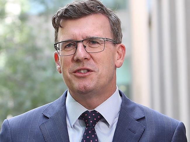 Alan Tudge holding a press conference at Parliament House in Canberra. Picture Kym Smith