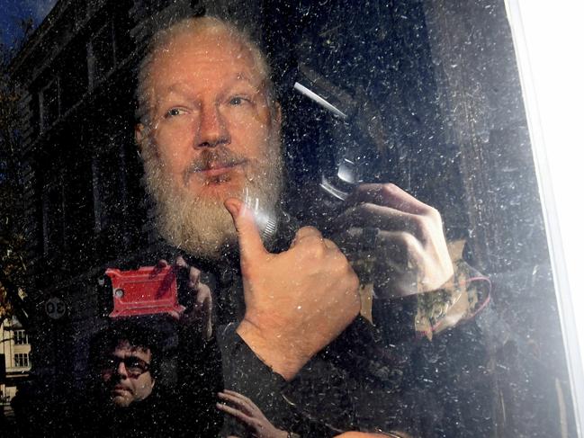 A bearded Julian Assange after his arrest on April 11. Picture: AP 