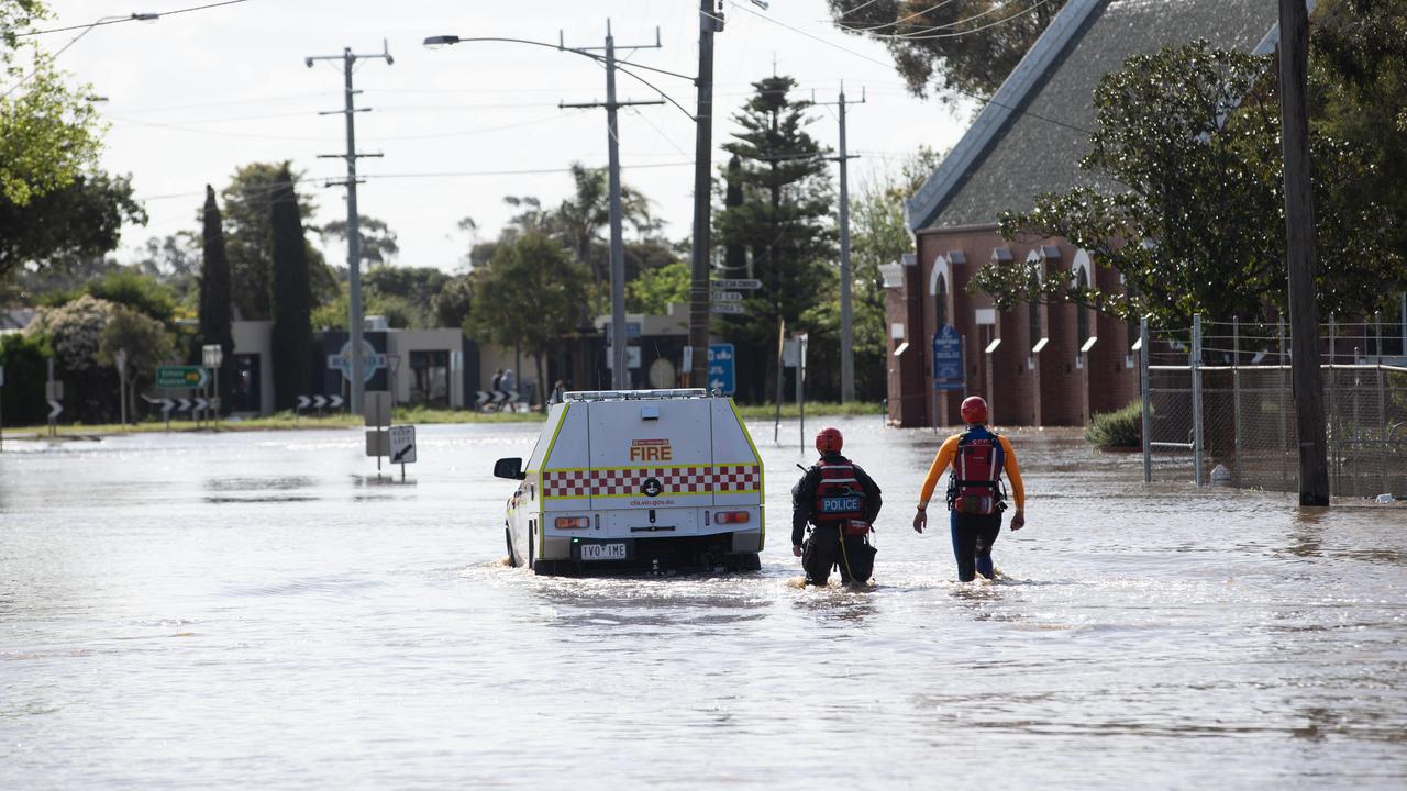 Floods in Rochester, Victoria where one person has died. Picture: Jason Edwards