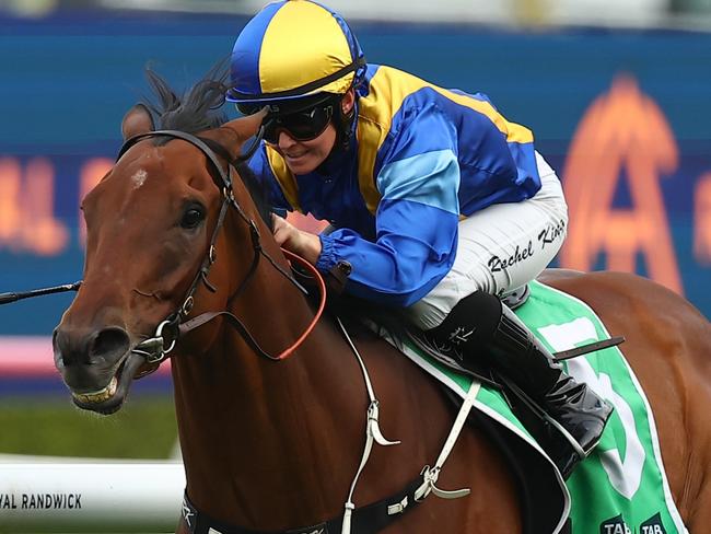 SYDNEY, AUSTRALIA - MAY 25: Rachel King riding Iknowastar  wins Race 8 Fujitisu AirstageÃÂ during the "Sporting Chance Cancer Foundation Raceday" - Sydney Racing at Royal Randwick Racecourse on May 25, 2024 in Sydney, Australia. (Photo by Jeremy Ng/Getty Images)