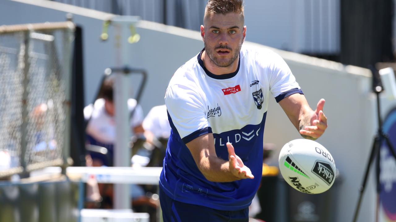 Corey Allan in his new colours at Bulldogs training. Pictures: Bulldogs Digital.