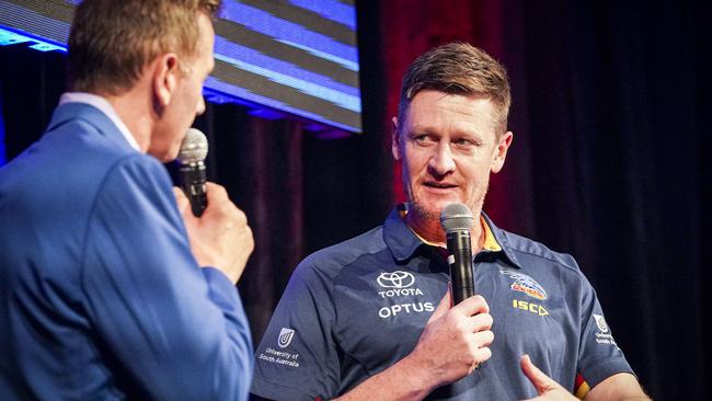 Adelaide assistant coach Ben Hart has been banned by the AFL for six weeks for his role in the Crows’ Barossa Valley isolation breach. Picture: AAP/Mike Burton