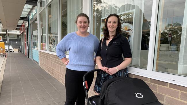 Mother Brigid Meney (left) and friend Jo Howe (right) at Cherrybrook Village shops. Picture: Madelaine Wong