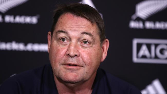 All Blacks coach Steve Hansen in Auckland on Thursday. Saturday’s match will be his 100th Test in charge of New Zealand. Picture: Getty Images