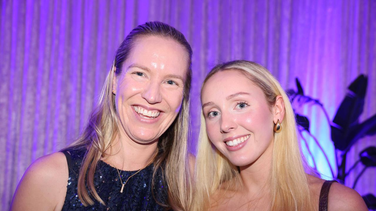 Sally Teiniker and Jemma Patterson at the 2024 Gold Coast Marathon welcome function at Crowne Plaza Surfers Paradise for Gold Coast at Large. Picture, Portia Large.