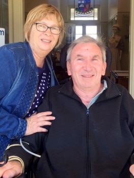 Chris English, pictured with his wife Bobby, is a quadriplegic and on an aged care package, not the NDIS.