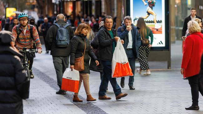 Shoppers in Pitt Street Mall, Sydney. Picture: David Swift/NCA NewsWire