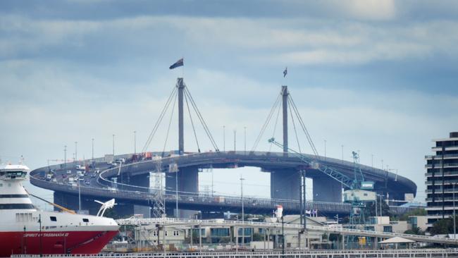 The West Gate Bridge will have three outbound lanes closed from Boxing Day Picture: Andrew Henshaw