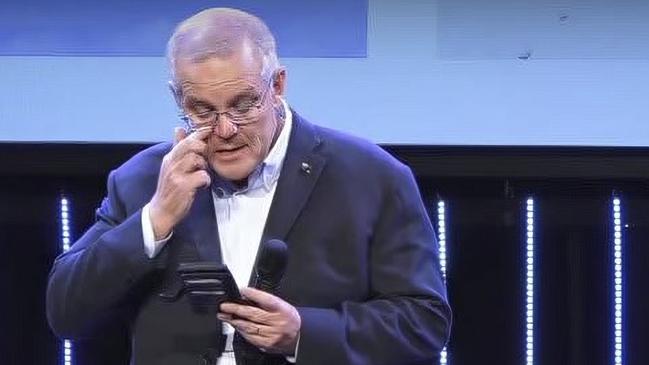 Scott Morrison addresses his church’s congregation on Sunday.