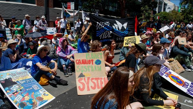 School Strike 4 Climate urged students to take a sick day in order to attend protest events around the country. Picture: NCA NewsWire / Nikki Short