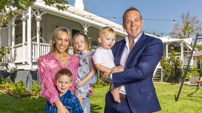 2nd December 2020.At Home with Matthew Lancashire, with wife Caitlyn and children Monty, Lulu and Ziggy in New Farm, Brisbane. Photo: Glenn Hunt / The Australian