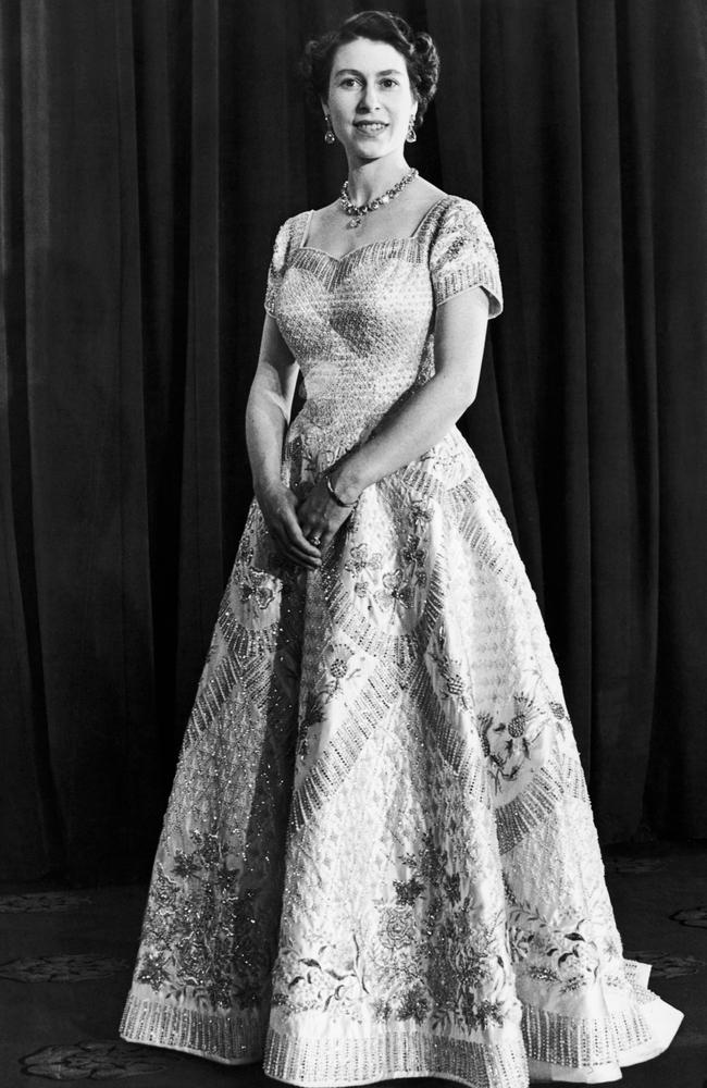 One of many official portraits of the Queen during her coronation in 1953. Picture: Getty Images