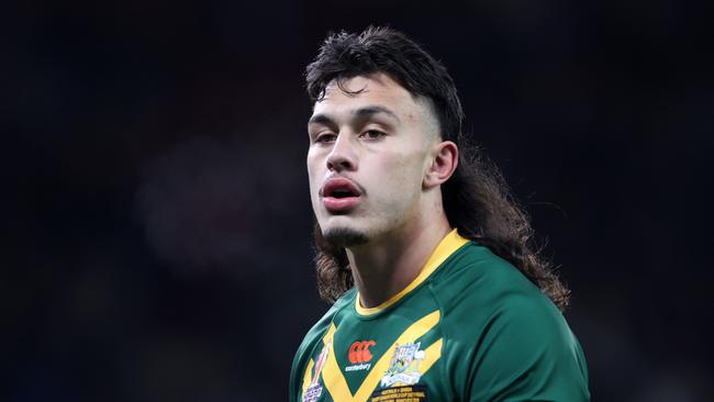 Tino Fa'asuamaleaui at the Rugby League World Cup Final in England. Picture: Naomi Baker/Getty Images.