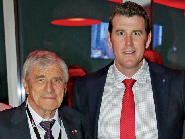 Kerry Stokes, Ben Roberts and Ryan Stokes at the launch of Channel 7's Gold Coast news. Pic by Luke Marsden.