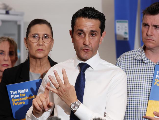 Leader of the Opposition David Crisafulli during a media conference at The Family Practice Emu Park. Picture: Liam Kidston.