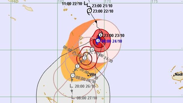 A Cyclone Lola track map issued by the Vanuatu Meteorology Department.