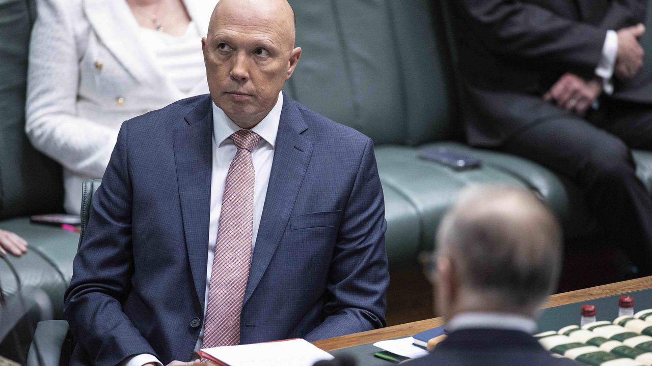 Opposition leader Peter Dutton quizzes Prime Minister Anthony Albanese during Question Time. Picture: NCA NewsWire / Gary Ramage