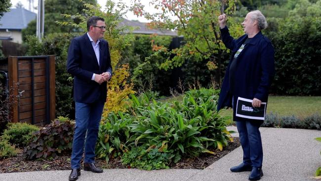 Victorian premier Daniel Andrews meets Michael Gudinski to discuss State of Music. Pic: Supplied