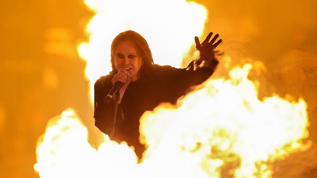 Ozzy Osbourne sings at the closing ceremony. Picture: Michael Klein